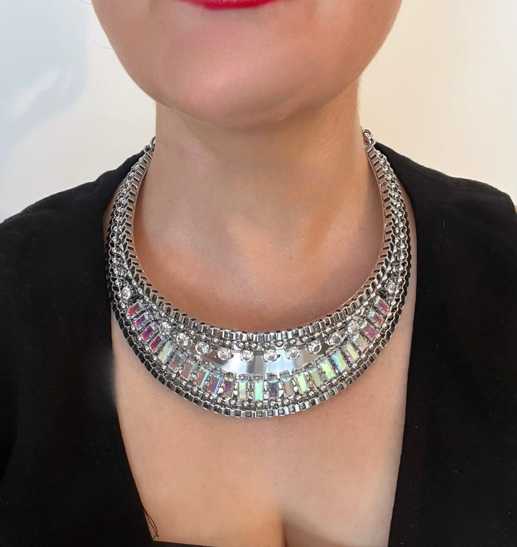 Silver statement necklace- Marina