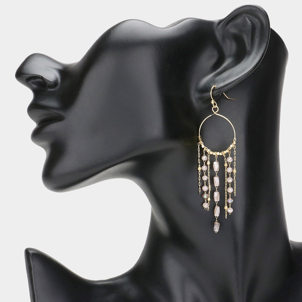 Pink and gold beaded earrings-Béibhinn