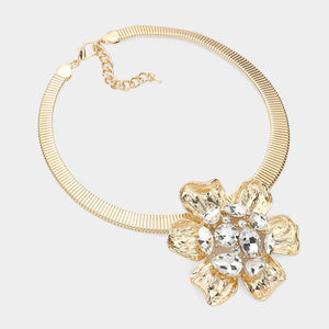 Flower Pendant Statement Necklace-Kodie