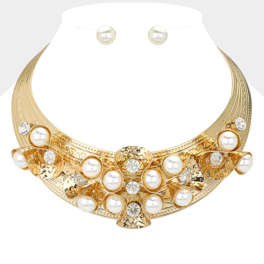 Pearl Embellished Necklace-Bethany